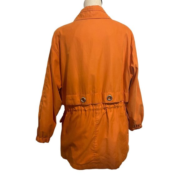 Larry Levine Vintage Outerwear Cinched Cargo Utility Jacket Orange Microfiber L - Picture 5 of 10